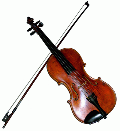 Eine Violine mit Bogen
